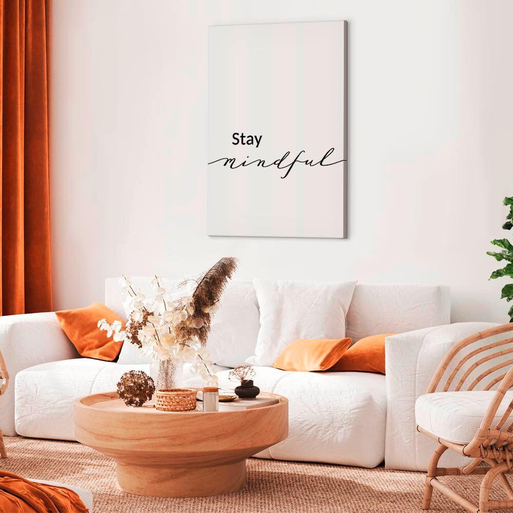 Slika Na Platnu Stay Mindful - črna/bela, Basics, tekstil/les (80/120/1.2cm) - artgeist