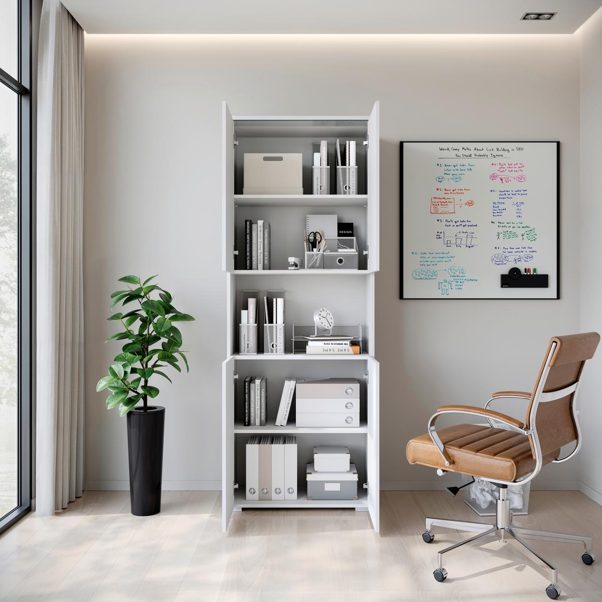 Arhivska Omara Vera 70, Bela - bela/visoki sijaj, Design, leseni material (68/181,9/33cm) - Livetastic