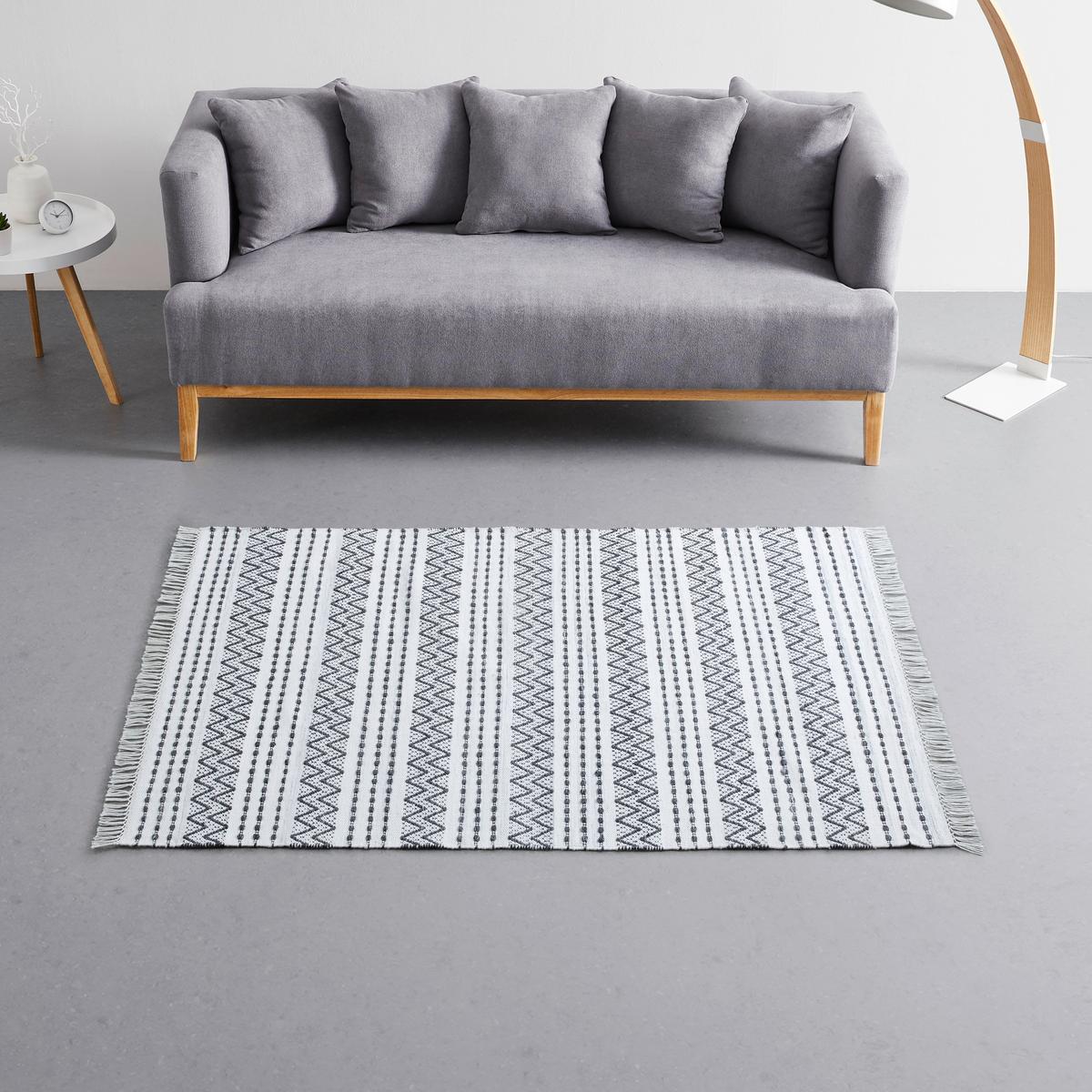 Covor țesut de mână GERI - alb/negru, Modern, textil (120/170cm) - Modern Living