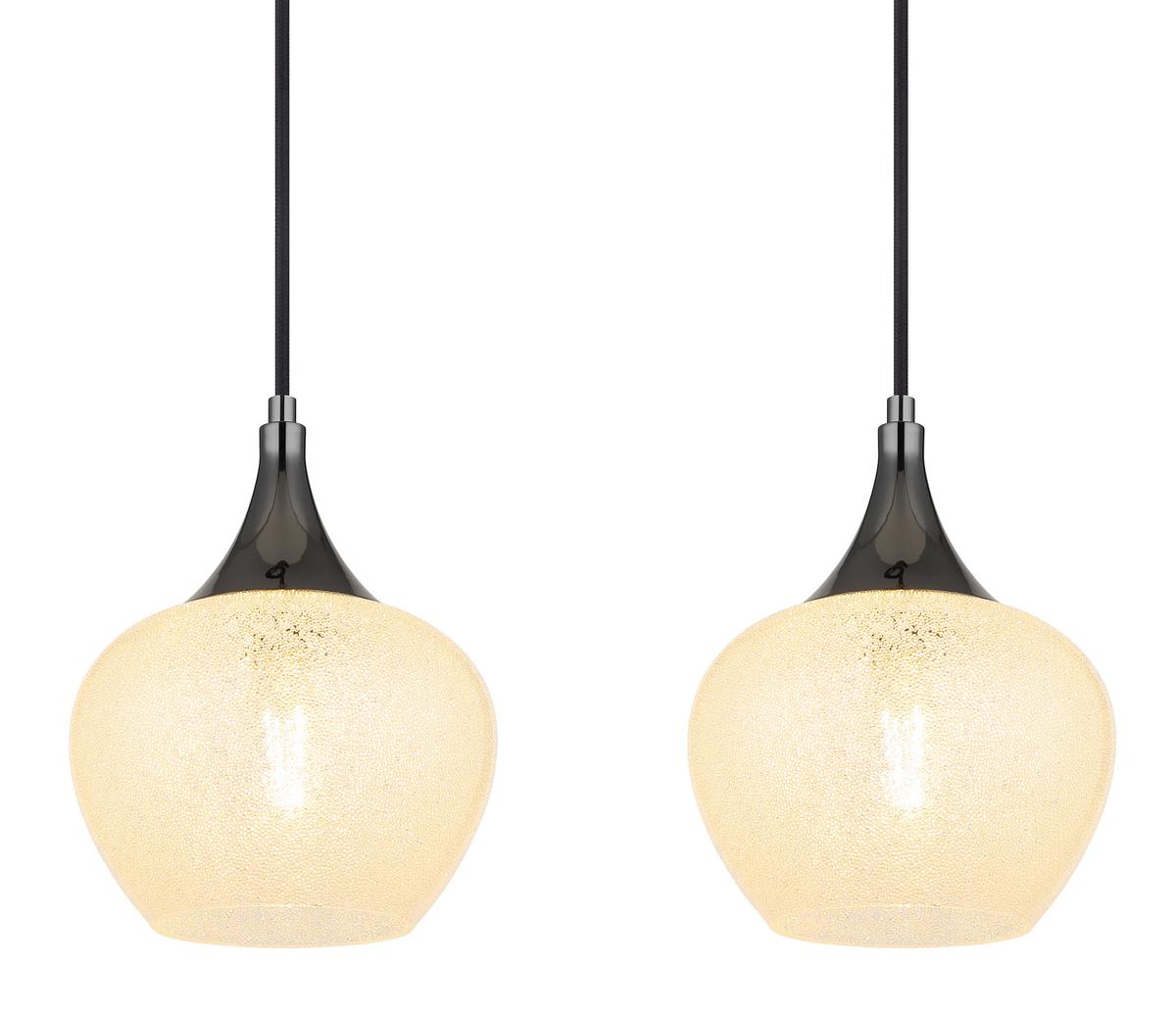 Hängeleuchte Maxy Schwarz/Chromfarben max.40Watt - Klar/Chromfarben, KONVENTIONELL, Glas/Kunststoff (99/18/120cm) - Globo