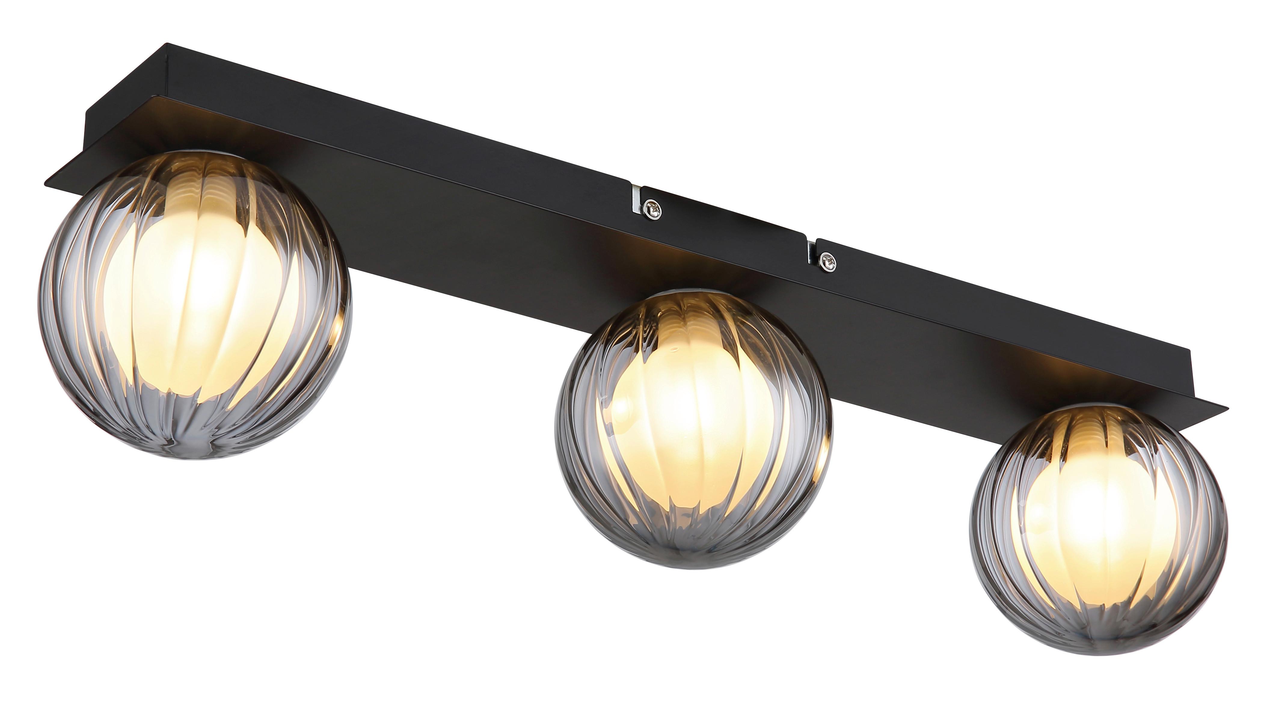 Badezimmer-Deckenleuchte Ander Schwarz max. 10 Watt - Schwarz, Design, Glas/Metall (50/10/12,5cm) - Globo