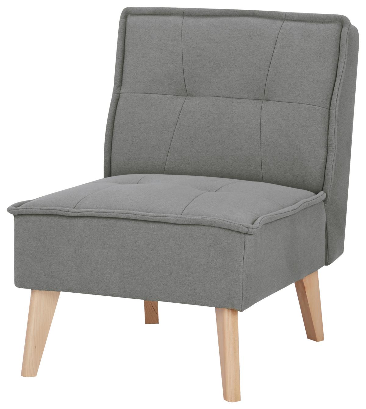 Fotelj Elba, Siva - siva/naravne barve, Basics, tekstil/les (60/78/75cm) - MID.YOU