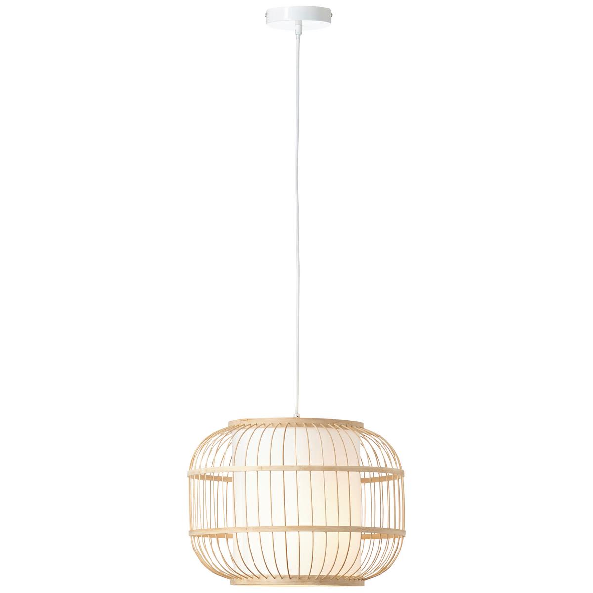 Hängeleuchte Bones Naturfarben/Weiß max. 40 Watt - Naturfarben/Weiß, Basics, Holz/Textil (40/150cm) - Brilliant