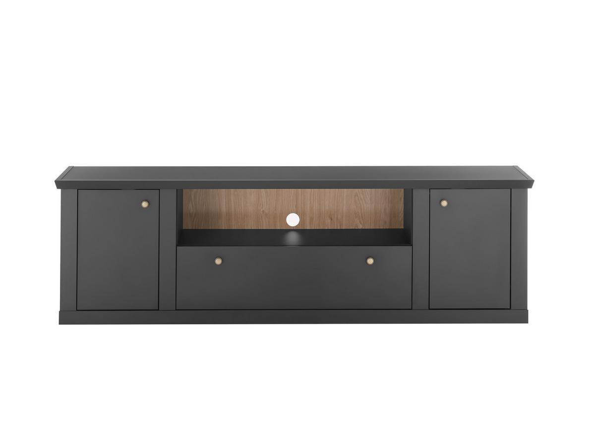 Lowboard Lincoln Schwarz/Eichefarben - Eichefarben/Messingfarben, Design, Holzwerkstoff/Metall (205/62/42cm) - MID.YOU
