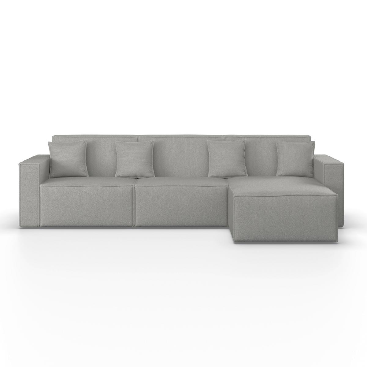 Sarokkanapé Szürke Színben Milo - világosszürke/világosbarna, Modern, műanyag/faalapú anyag (310/83/148cm) - Bessagi Home