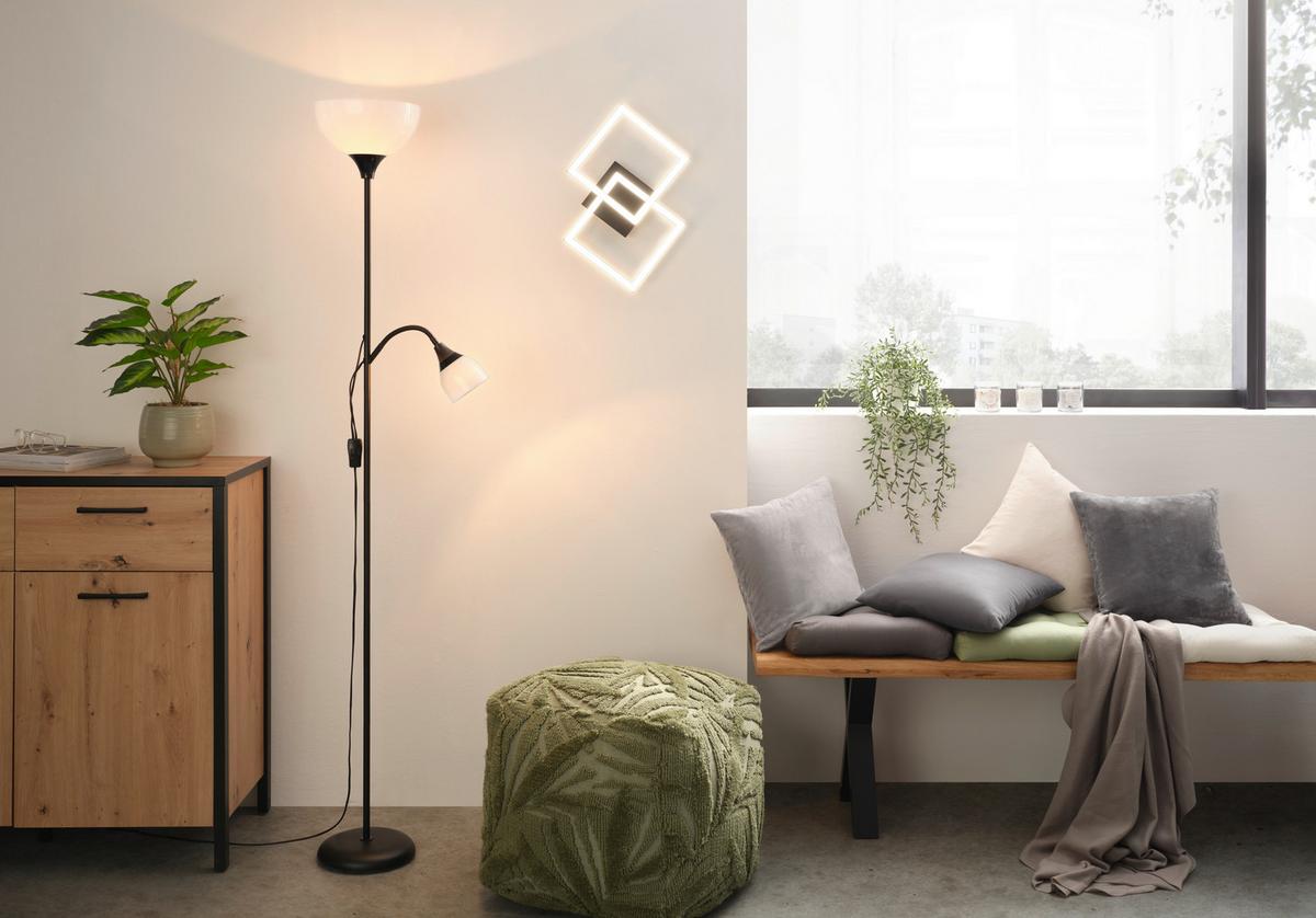 LED-Deckenleuchte Corvin Opal/Schwarz max. 24 Watt - Opal/Schwarz, MODERN, Kunststoff (55,8/39,5/6,7cm) - Mömax