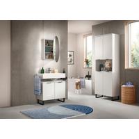 Badezimmer Riff 3-tlg. ca. 140 cm Weiß/Schwarz - Schwarz/Weiß, MODERN, Holzwerkstoff/Metall (140cm) - MID.YOU