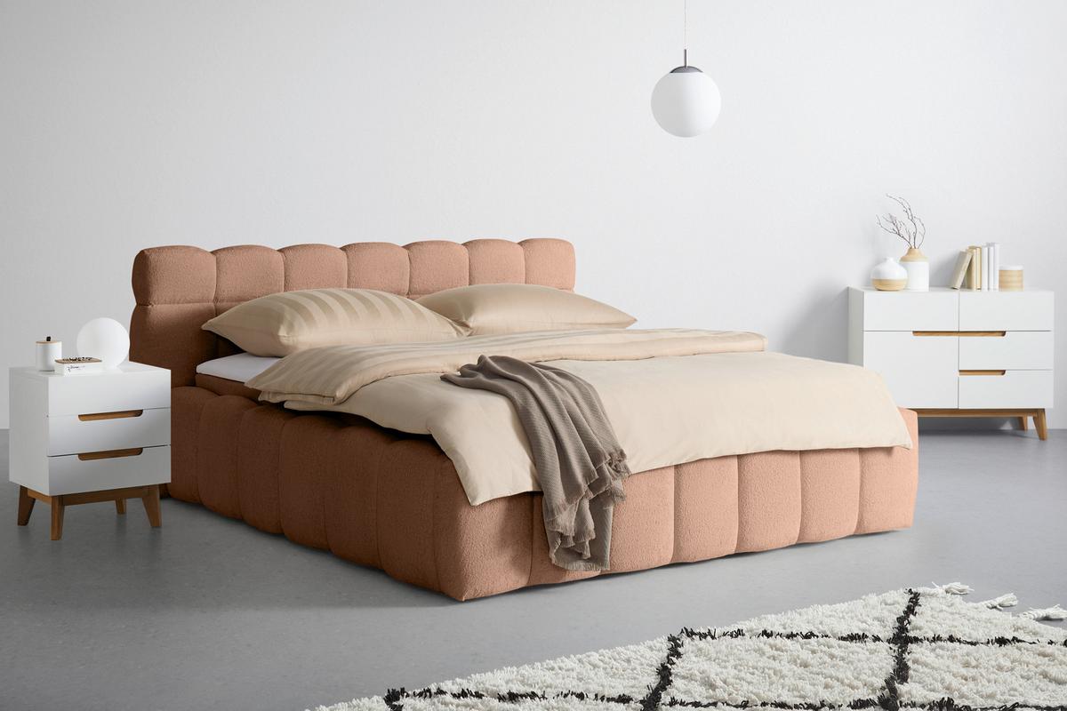 Polsterbett Monte Hellbraun Ca. 160x200cm - Hellbraun/Schwarz, Konventionell, Kunststoff/Textil (160/200cm) - Based