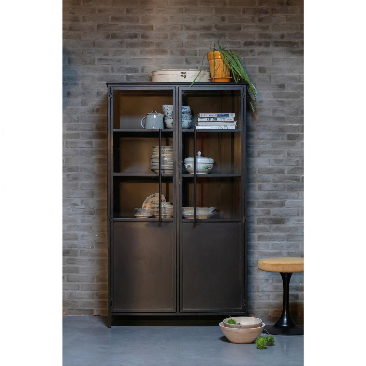 Vitrine Exhibit Schwarz - Schwarz, Design, Glas/Metall (99/170/44cm) - Livetastic