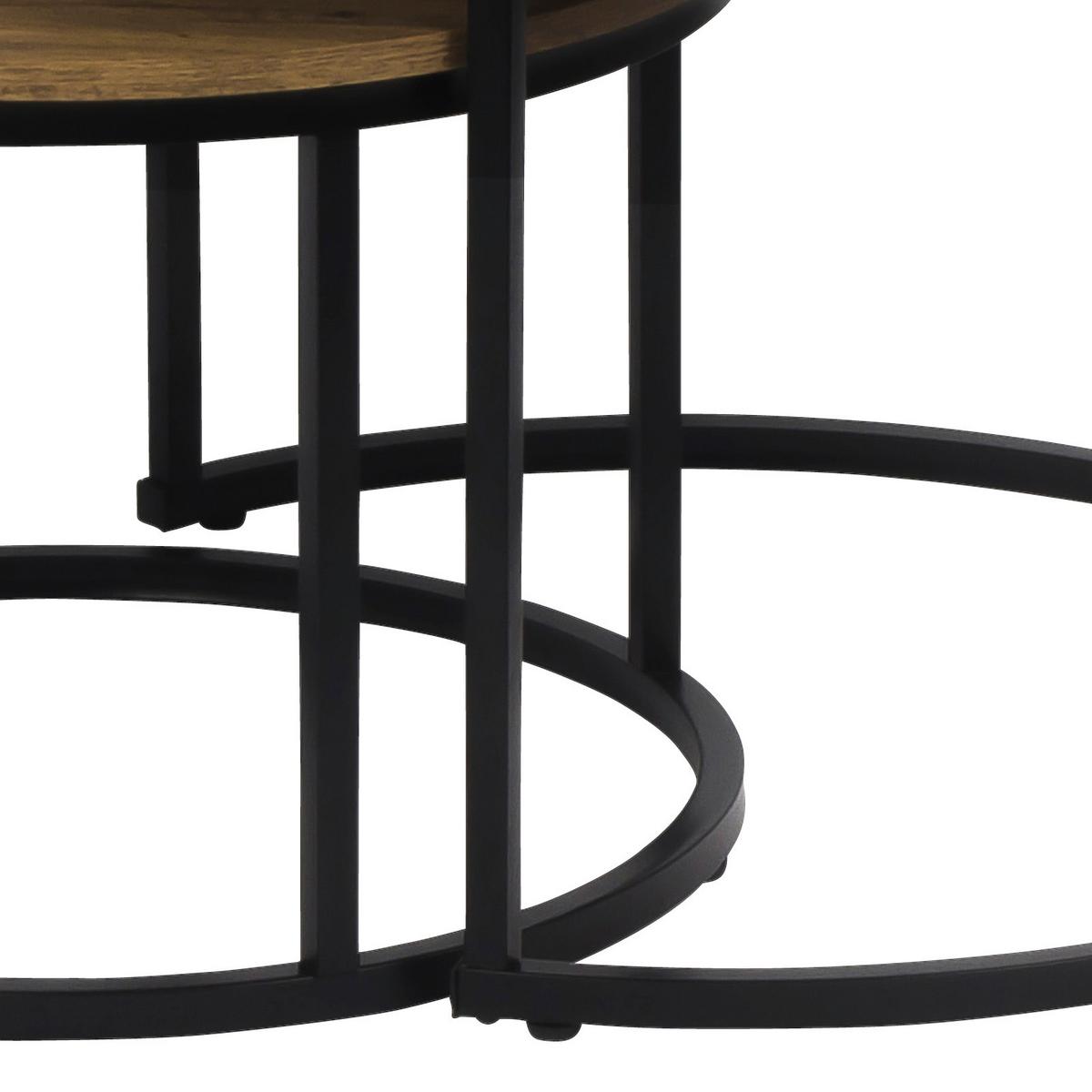 Masă auxiliară DUO - culoare natur/negru, Modern, metal/material pe bază de lemn (53-43/45-35cm) - Modern Living
