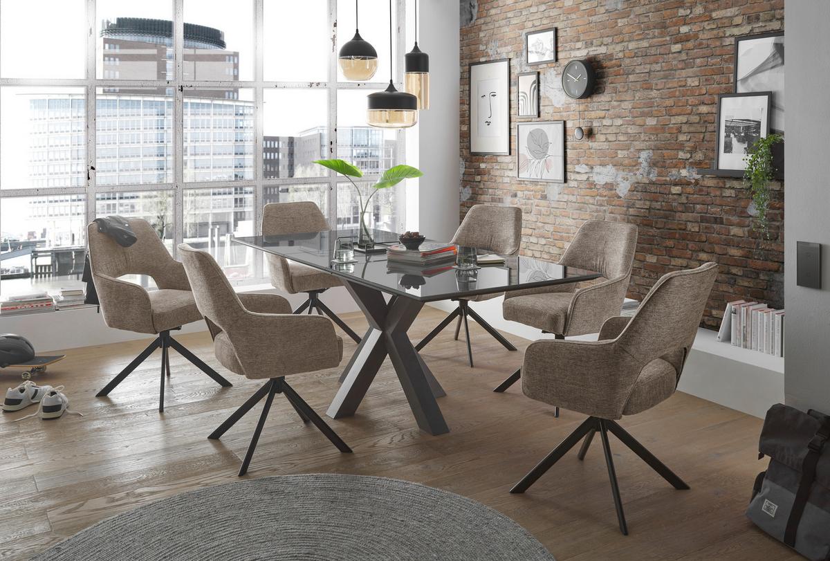 KRZESŁO Z PODŁOKIETNIKAMI WINSTON -MR- - czarny/taupe, Design, metal/tkanina (58/89/62cm) - SetOne by Musterring