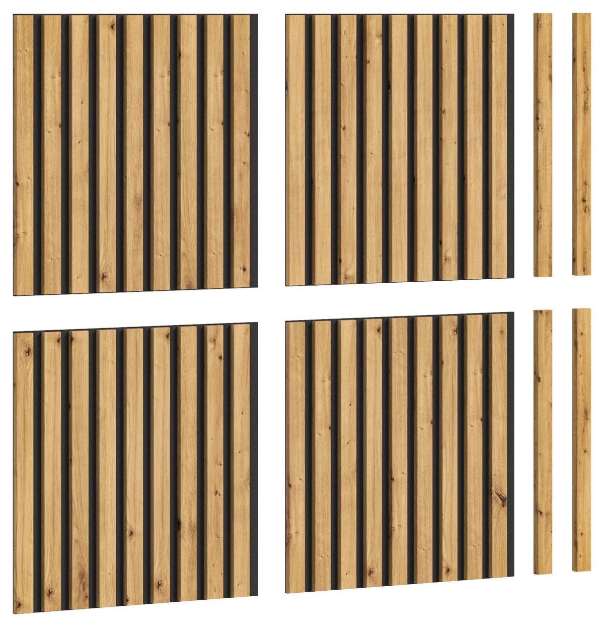 Akustikpaneel-Set Silence 4er-Set je ca. 40x40 cm Eiche - Eiche Artisan, Basics, Holzwerkstoff/Kunststoff (40/40/2cm) - MID.YOU