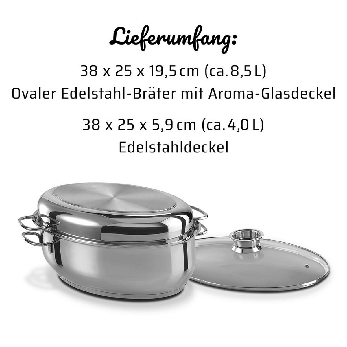 Pekač Oval - barve nerjavečega jekla, Basics, kovina (38/25/19,5cm) - GSW