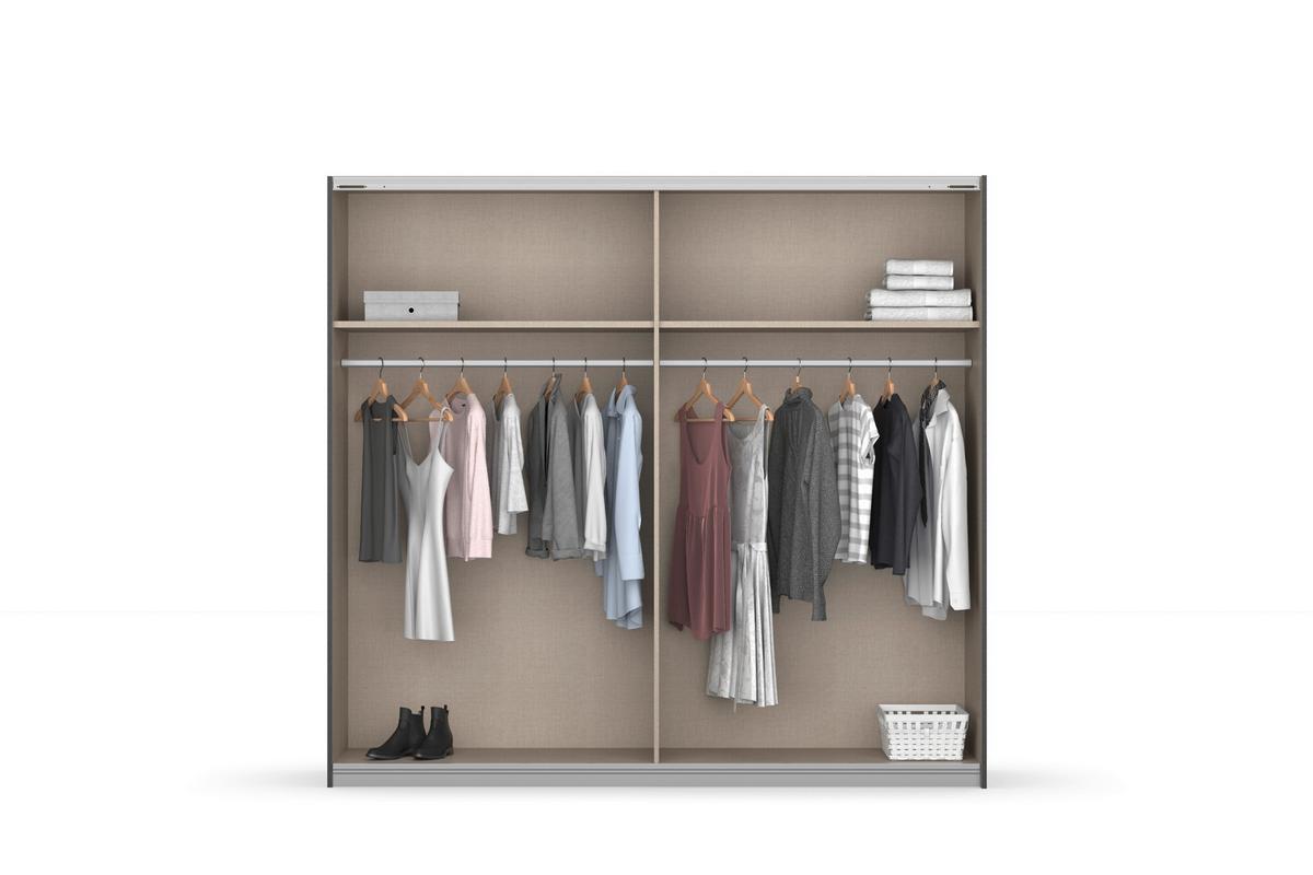 Ormar S Kliznim Vratima Mosbach - siva/boje hrasta, Design, staklo/drvni materijal (226/210/62cm) - MID.YOU