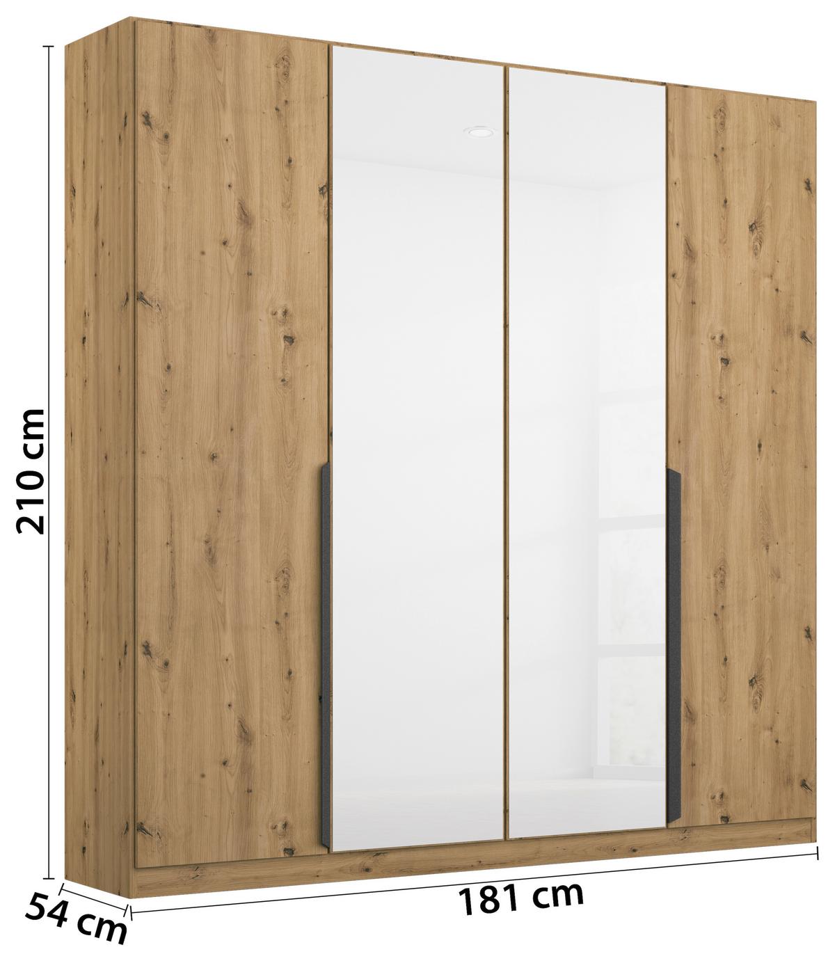 DULAP USI ROTATIVE ARTEMIS - alb/stejar Artisan, Modern, sticlă/material pe bază de lemn (181/210/54cm) - Modern Living