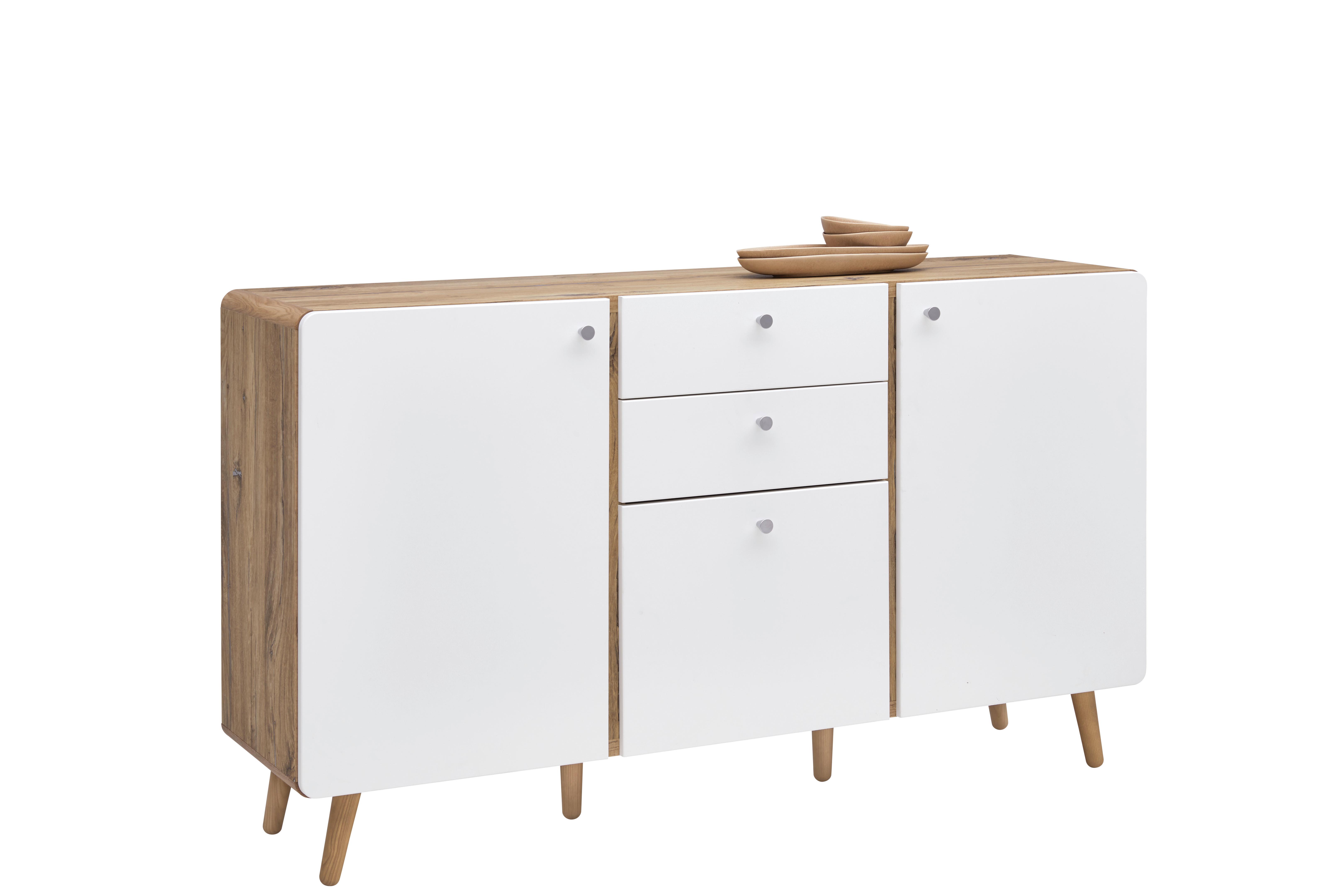Sideboard Ronda in Weiss/ Eichefarben - Weiss/Eichefarben, Modern, Holzwerkstoff (158/91/40cm) - Premium Living