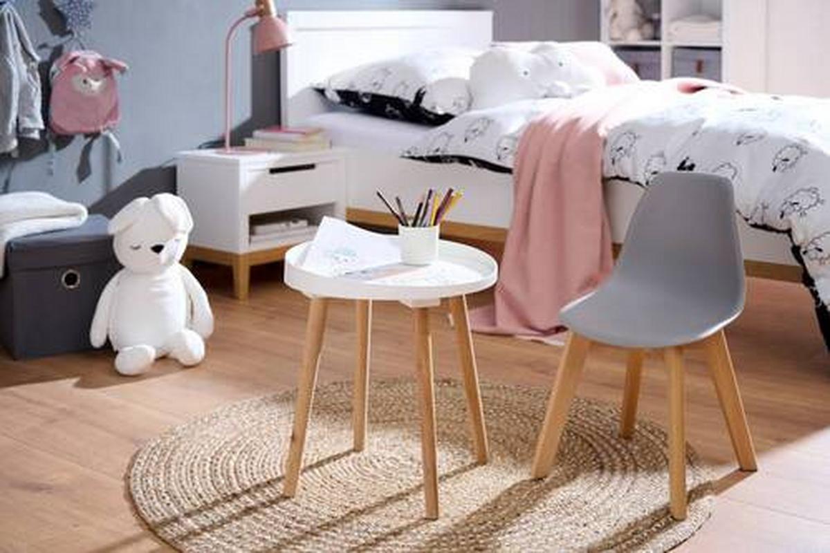 KRZESEŁKO DLA DZIECI KOPENHAGEN 4 - kolor bukowy/szary, Modern, tworzywo sztuczne/drewno (33/57/38cm) - P & B