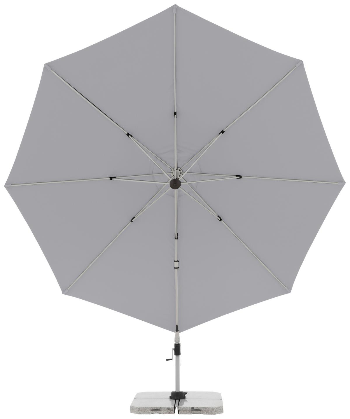 Ampelschirm Active Hellgrau ca. 370cm - Silberfarben/Hellgrau, Basics, Textil/Metall (370cm) - Doppler