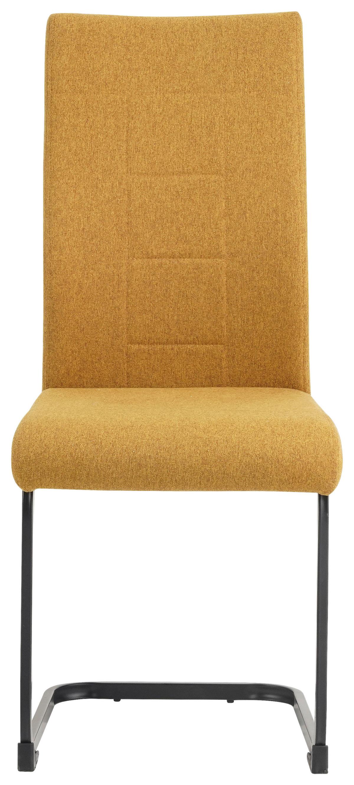 KRZESŁO NA PŁOZIE REUS - czarny/musztardowy, Design, metal/tkanina (44/100/59cm) - Carryhome