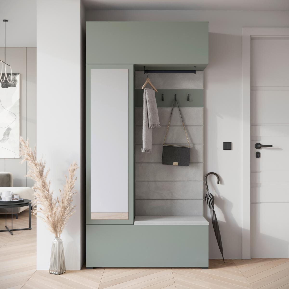 GARDEROBE GARDEROBE TEJO - Graugrün, Design, Holzwerkstoff (115/231,9/37,5cm) - Livetastic