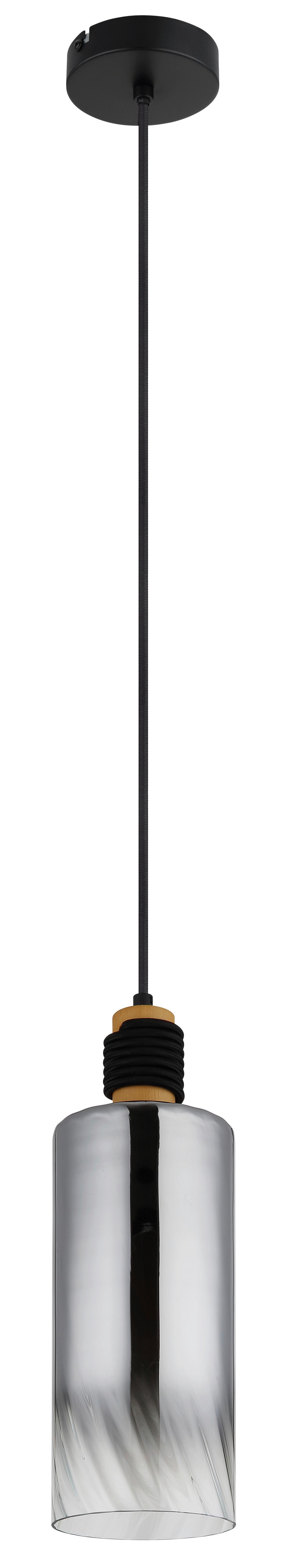 HÄNGELEUCHTE 15777  OSBORNE - Klar/Schwarz, Design, Glas/Holz (12/150cm) - Globo