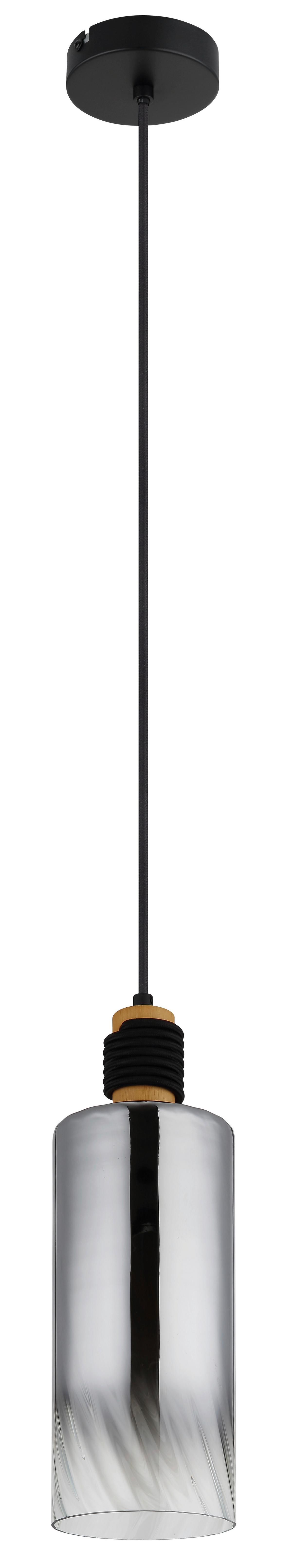 HÄNGELEUCHTE 15777  OSBORNE - Klar/Schwarz, Design, Glas/Holz (12/150cm) - Globo