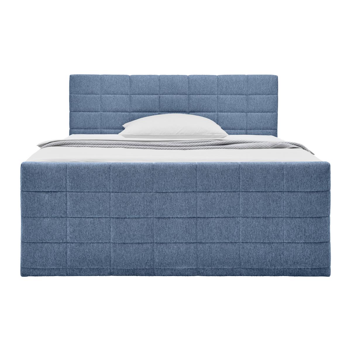 Boxspringbett Damon Blau ca. 180x200cm - Blau/Schwarz, KONVENTIONELL, Kunststoff/Textil (180/200cm) - Mömax