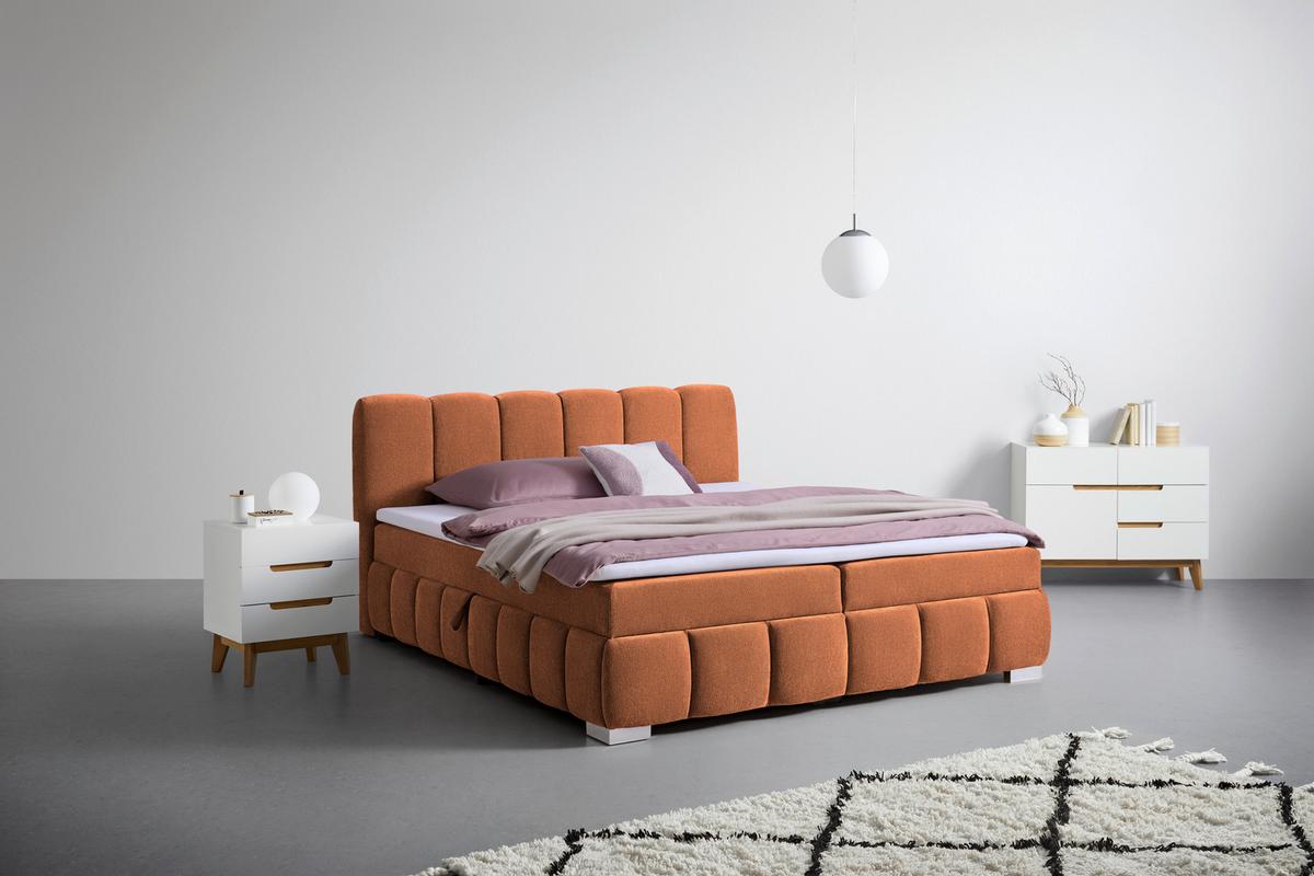 Boxbett Elaris Rostfarben ca. 140x200cm - Chromfarben/Rostfarben, KONVENTIONELL, Kunststoff/Textil (140/200cm) - Mömax