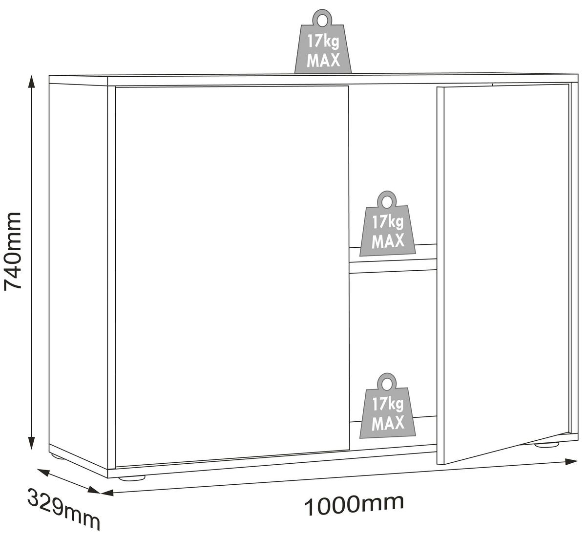 AKTENSCHRANK SALIA B100 - Honigeiche/Anthrazit, Design, Holzwerkstoff (100/74/33cm) - MID.YOU