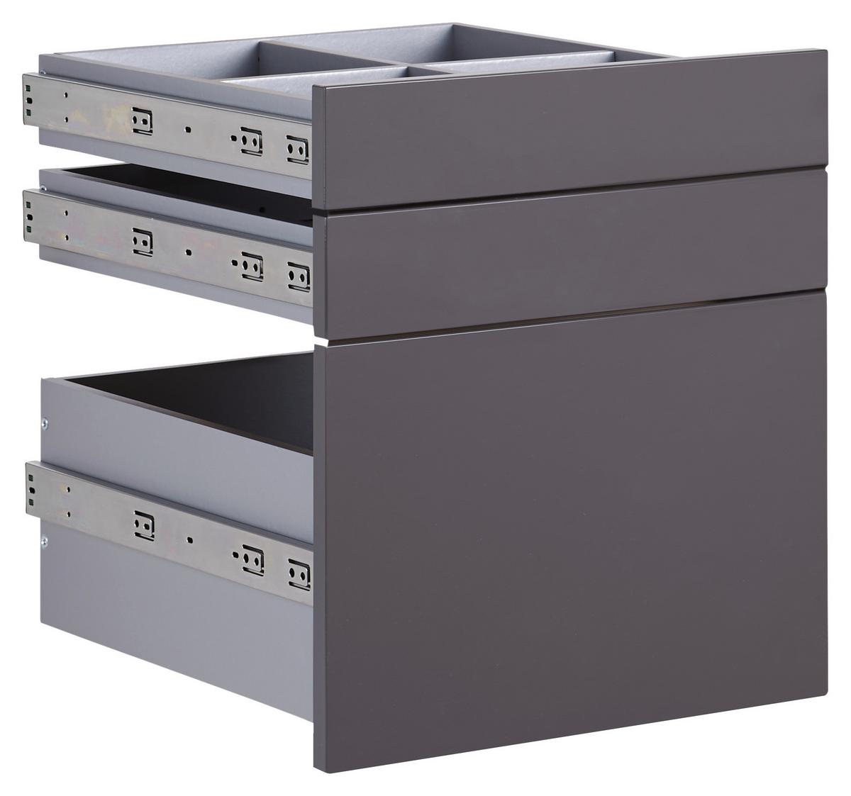 Schubladenset Unit in Anthrazit - Anthrazit Hochglanz, Modern, Holzwerkstoff (45,3/50,3/47cm) - Based