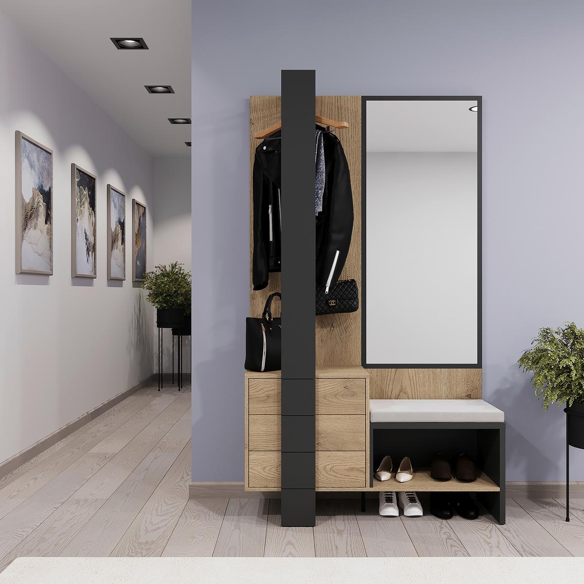 PRZEDPOKÓJ SILENT - kolor dębowy/antracytowy, Konventionell, materiał drewnopochodny (115/200/41,6cm) - Carryhome