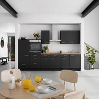 Küchenblock Touch Low m. Geräten Schwarz - Edelstahlfarben/Eichefarben, MODERN, Holzwerkstoff/Metall (330cm) - Nobilia