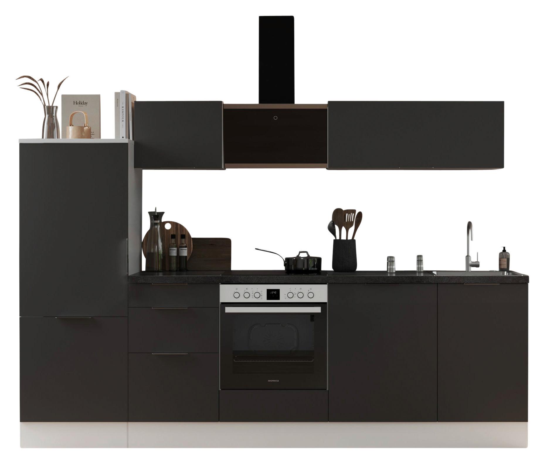 Küchenblock Elisabeth Grau/Weiß ca. 280 cm - Weiß/Grau, LIFESTYLE, Holzwerkstoff/Metall (280cm) - Respekta
