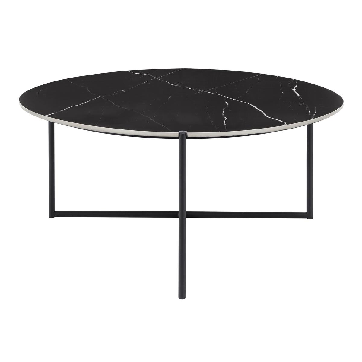Couchtisch Nila Schwarz/Weiß Metall/Marmor rund - Schwarz/Weiß, MODERN, Keramik/Stein (79,5/79,5/39cm) - Bessagi Home
