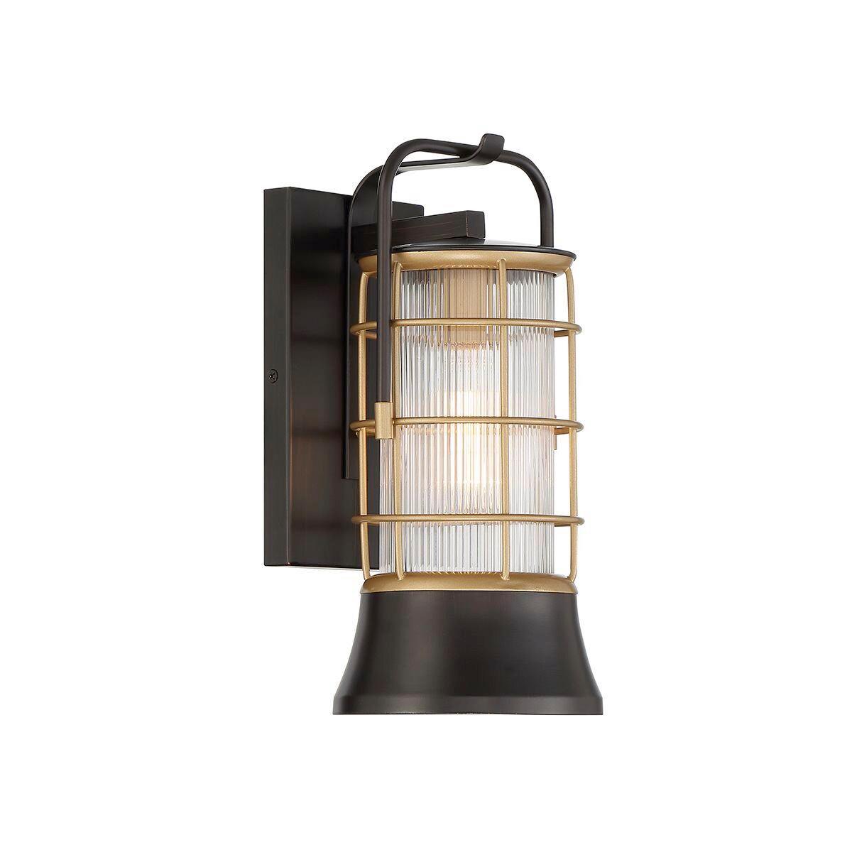 Kültéri Falilámpa Qn-Rivamar-S-Blk-Gd - többszínű, Konventionell, üveg/fém (33,5/15,3/18,4cm) - Elstead Lighting