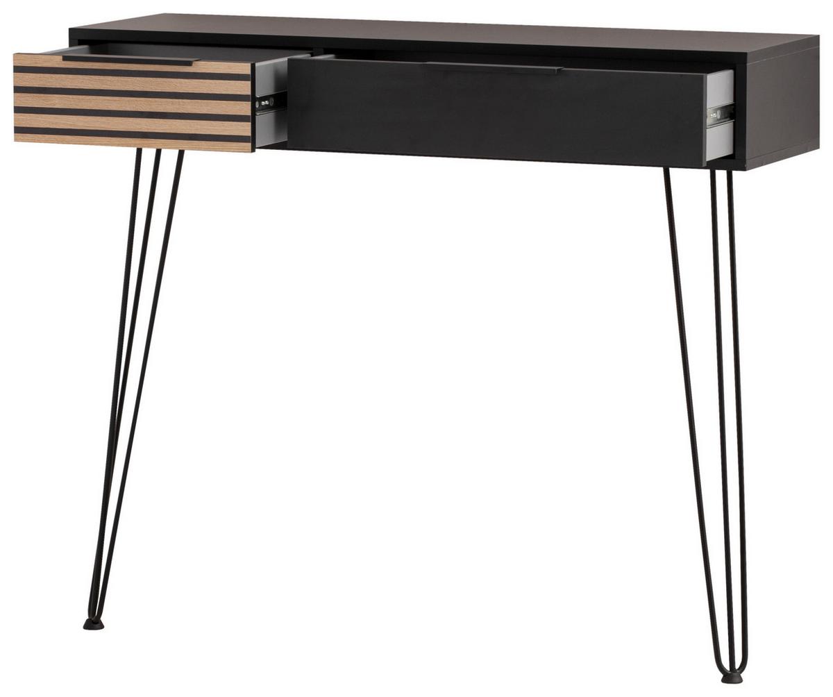 Konsolentisch Hank Eiche/Schwarz - Eichefarben/Schwarz, Design, Holzwerkstoff/Metall (103,7/87,85/32,05cm) - MID.YOU