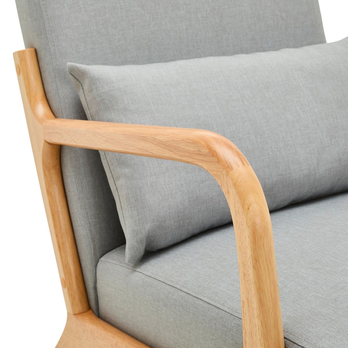 FOTEL JEAN - kolor naturalny/szary, Modern, tkanina/drewno (73/76/60cm) - Livetastic