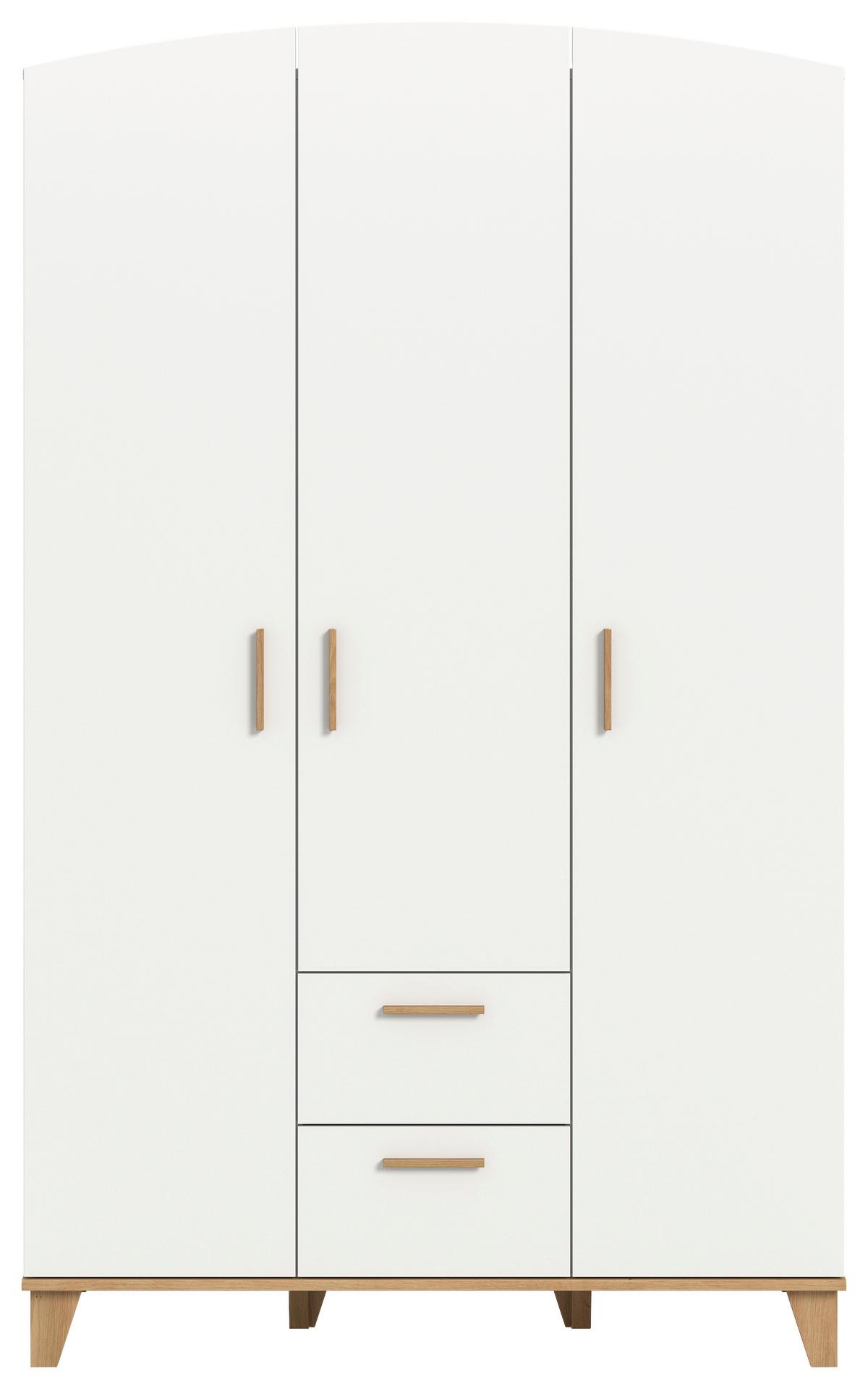 Drehtürenschrank STELLA Weiß, Eiche Artisan - Weiß/Eiche Artisan, ROMANTIK / LANDHAUS, Holzwerkstoff/Kunststoff (122cm) - Livetastic