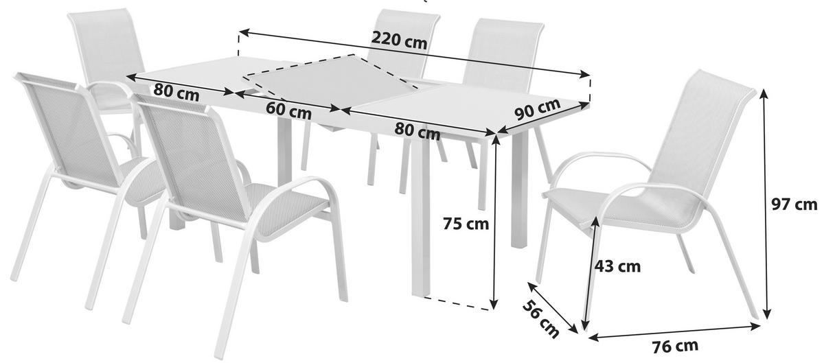 Vrtna Garnitura Amalfi, 7-Delno, Rjava - srebrne barve/rjava, Konvencionalno, kovina/steklo - Gardenson