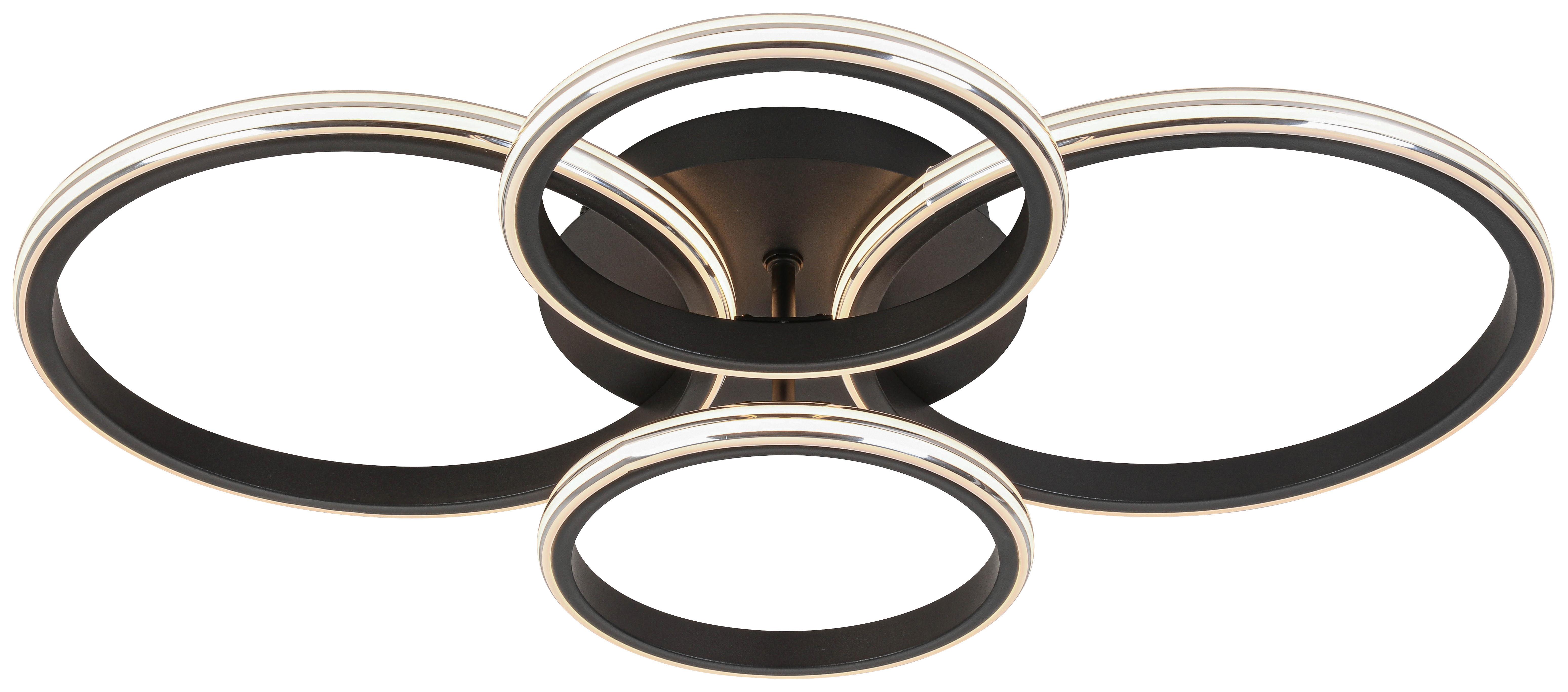 LED-Deckenleuchte Maxi Schwarz/Chromfarben max.33Watt - Chromfarben/Schwarz, MODERN, Kunststoff/Metall (62/46/9cm) - Mömax