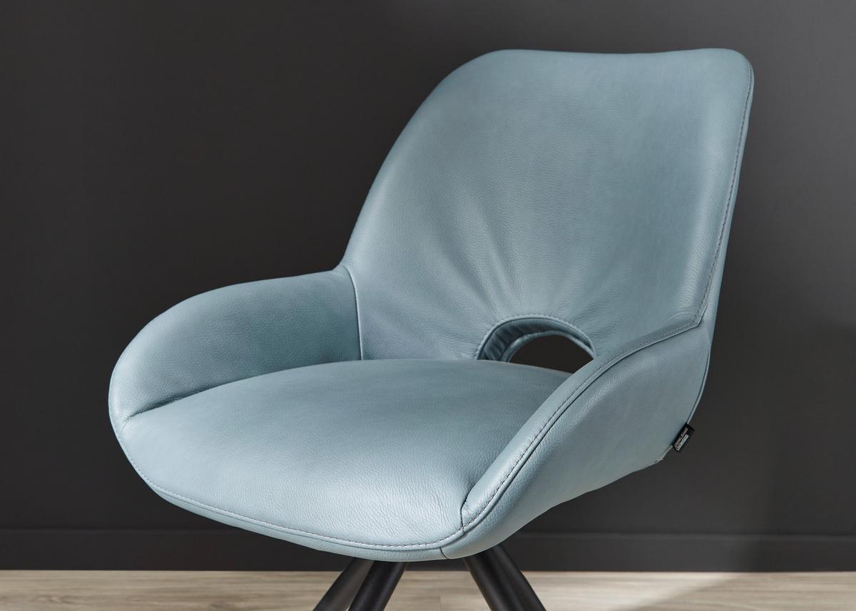 KRZESŁO TURN DIETER KNOLL - petrol/czarny, Design, skóra/metal (58/83/63cm) - Dieter Knoll