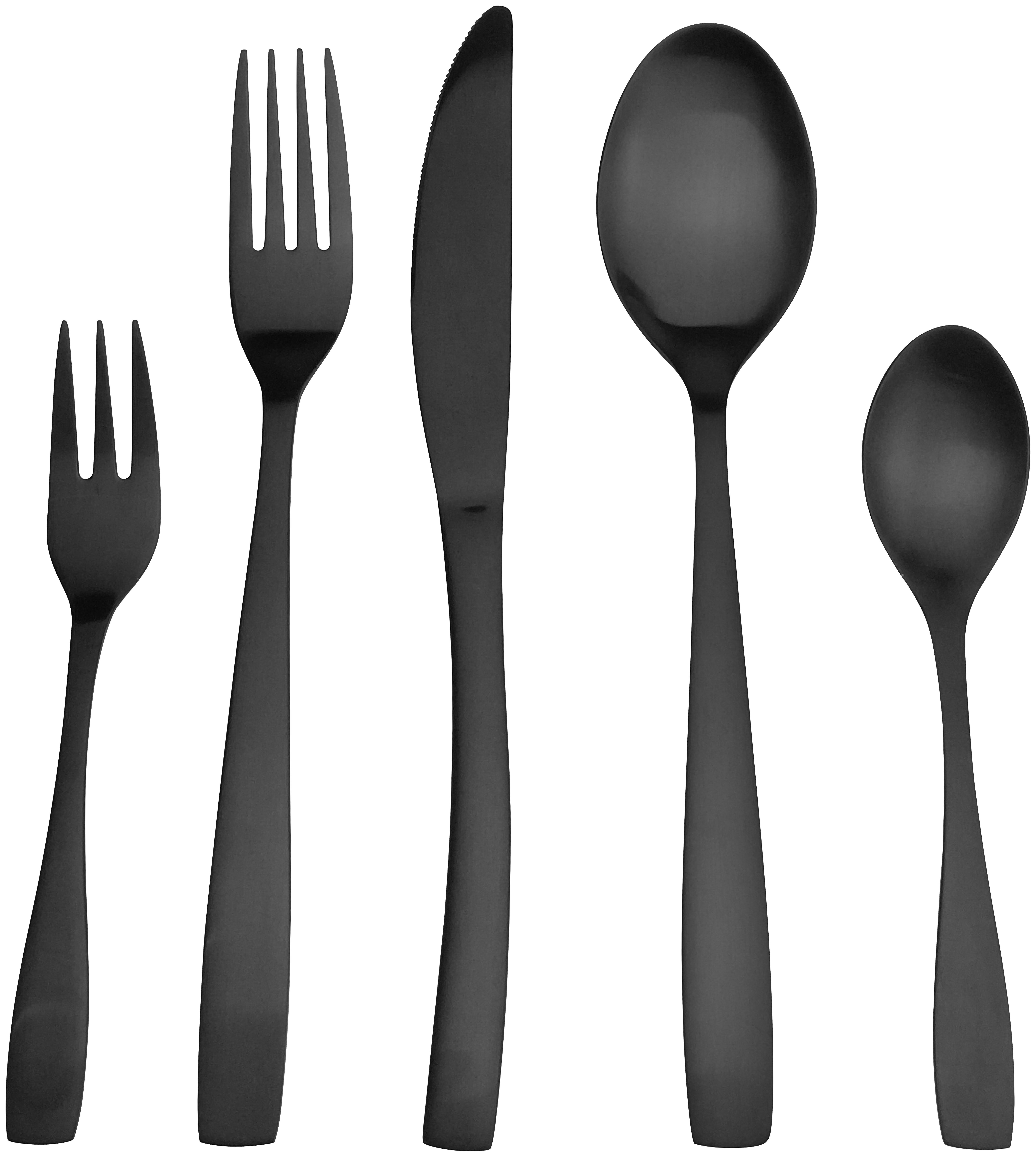 Besteckset Jubi in Schwarz, 60-teilig - Schwarz, Modern, Metall - Premium Living