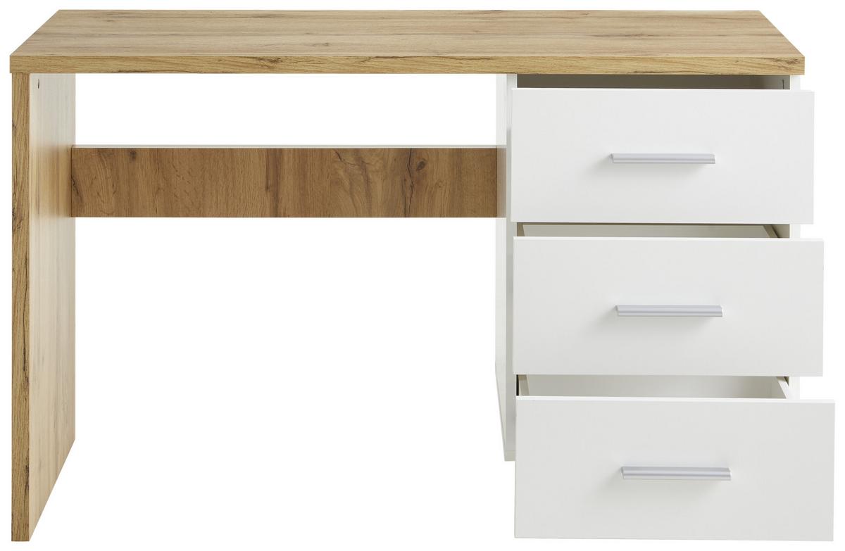 BIURKO KIMI   -HOM IN- - kolor dębowy/biały, Modern, materiał drewnopochodny/tworzywo sztuczne (120/50/75cm) - Hom`in