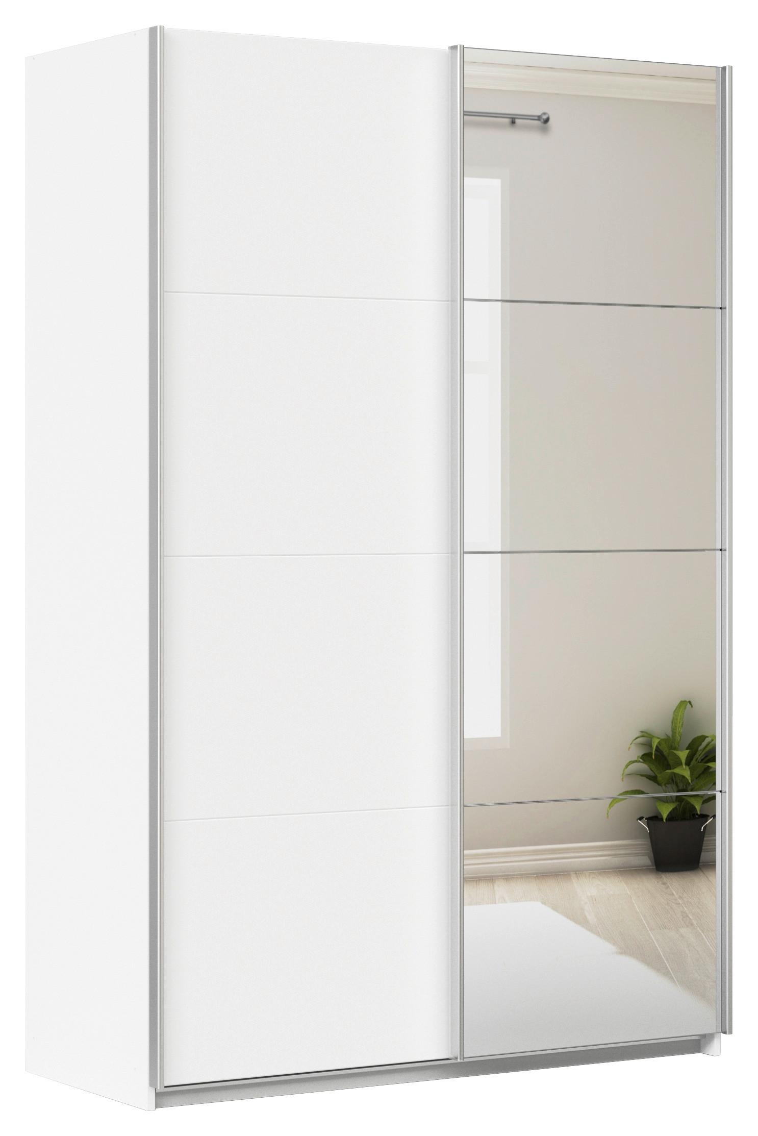 Ormar S Kliznim Vratima Feldkirch - bijela/srebrne boje, Moderno, drvni materijal/metal (136/210/62cm) - Modern Living