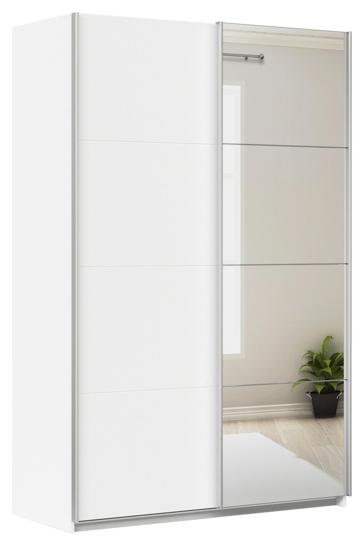 Ormar S Kliznim Vratima Feldkirch - bijela/srebrne boje, Moderno, drvni materijal/metal (136/210/62cm) - Modern Living