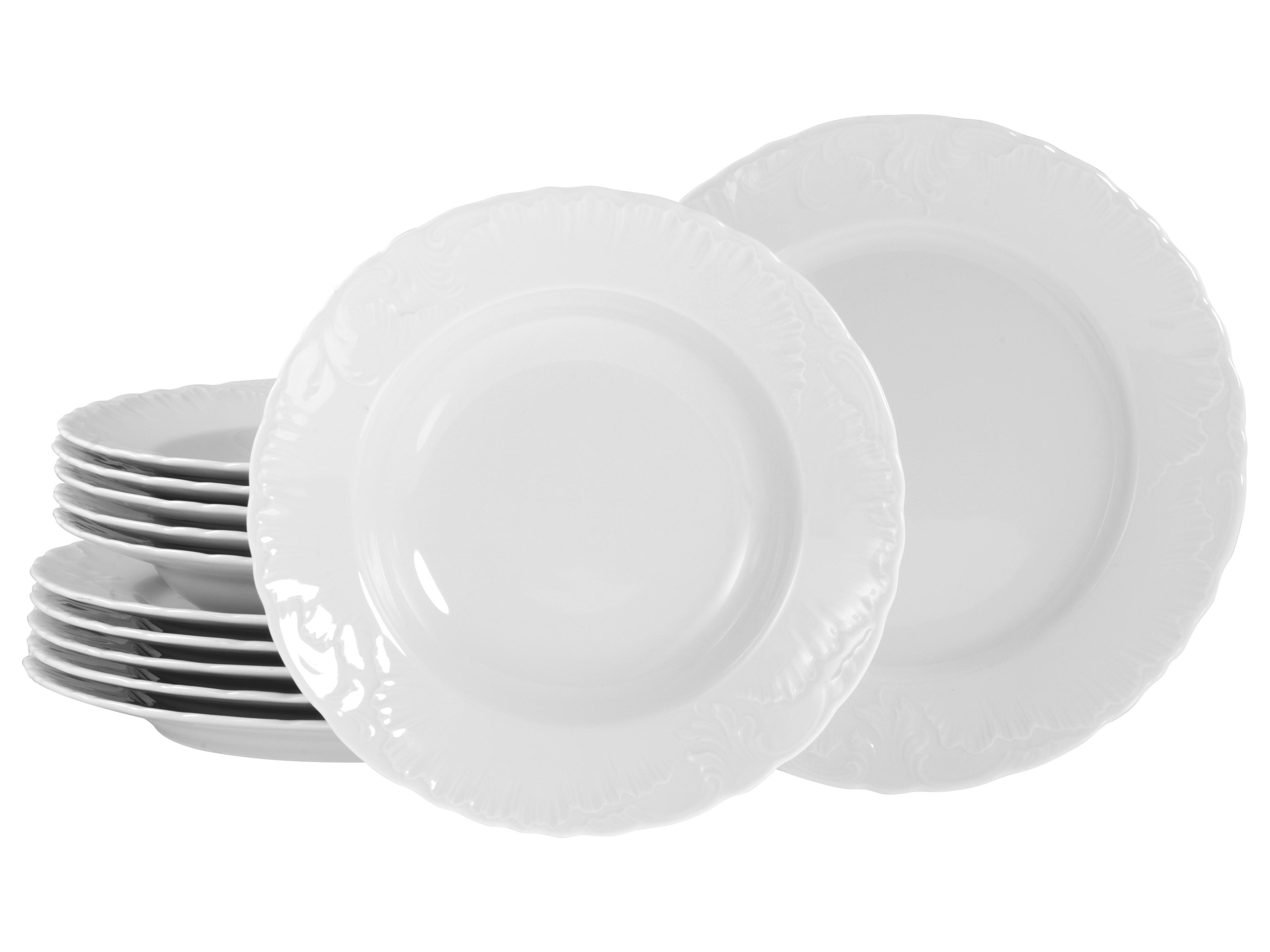 Jedilni Servis Rokoko, 12-Delni - bela, Basics, keramika - Creatable