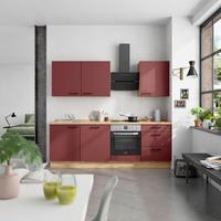 Küchenblock Easytouch High m. Geräten Dunkelrot - Eichefarben/Schwarz, MODERN, Holzwerkstoff/Metall (240cm) - Nobilia