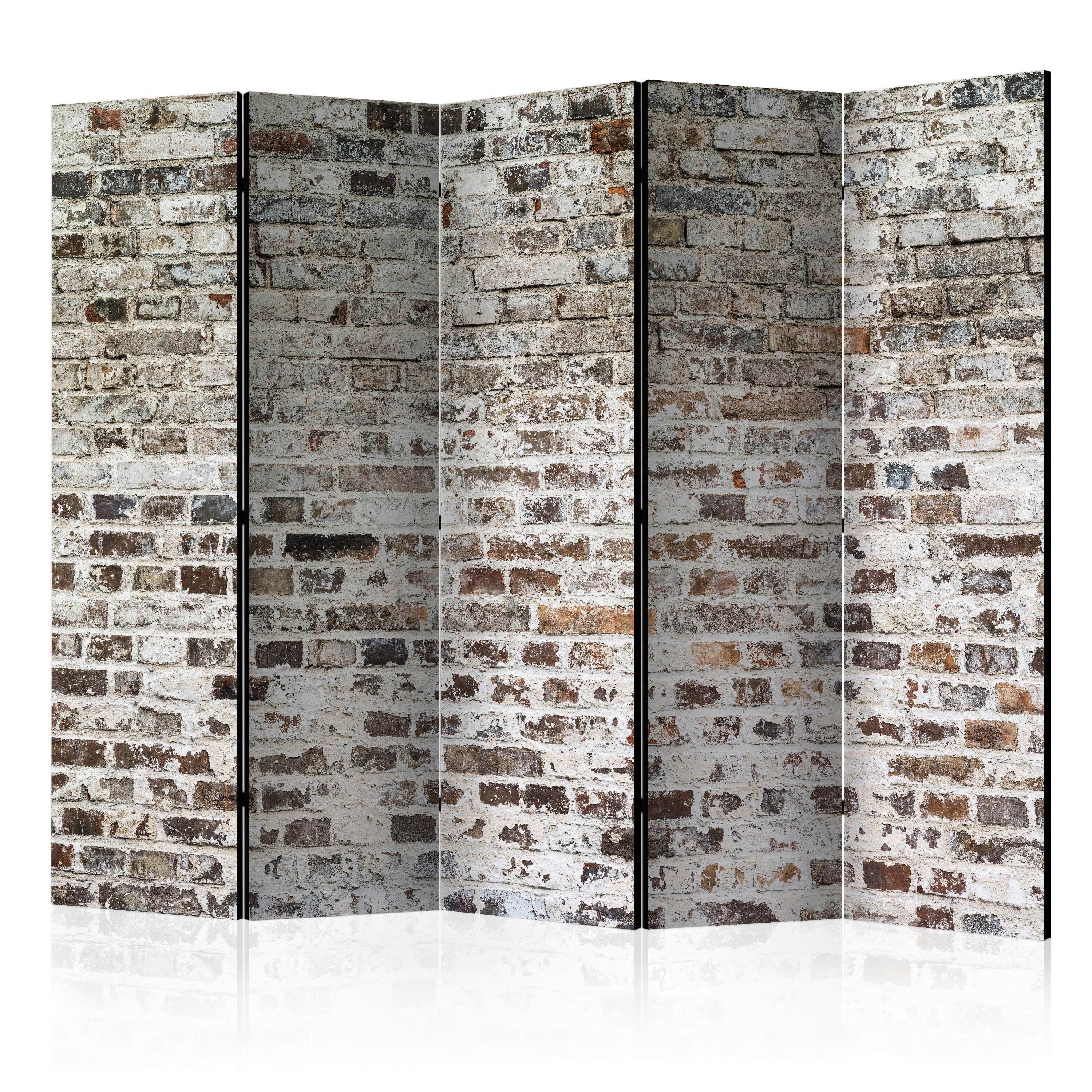 Paravan Old Walls I, 5-Delni, Enostranski - siva/večbarvno, Basics, tekstil/les (225/172/3cm) - artgeist