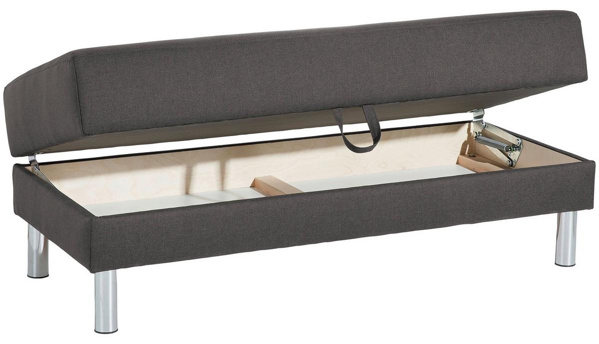 ECKSCHLAFSOFA JUST FASHION - Chromfarben/Anthrazit, KONVENTIONELL, Textil/Metall (152/230cm) - Max Winzer