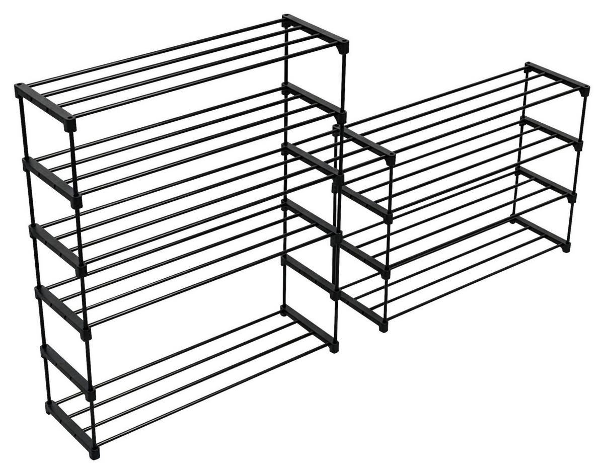 Etajeră încălțăminte GRANDO - negru, Konventionell, plastic/metal (94/194/30cm) - Based